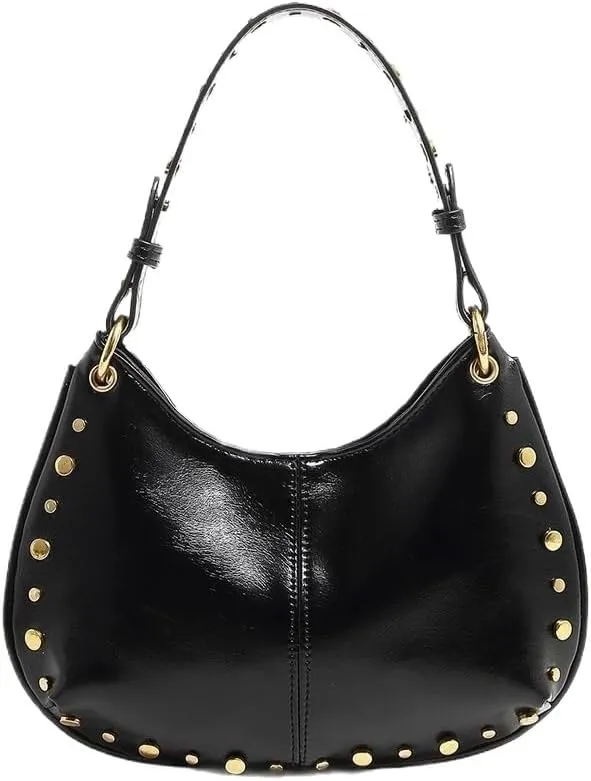 Studded Single Shoulder Crossbody Saddle Bag