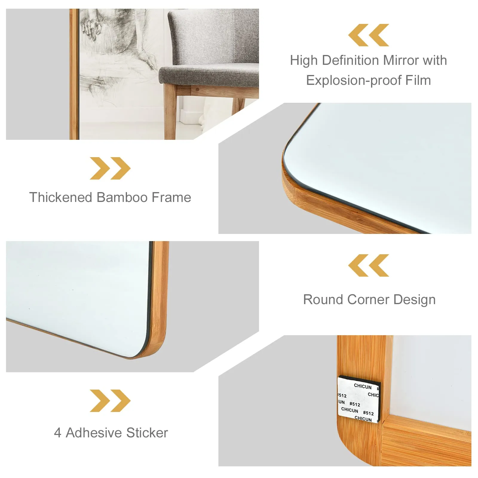 Tangkula Over The Door Mirror