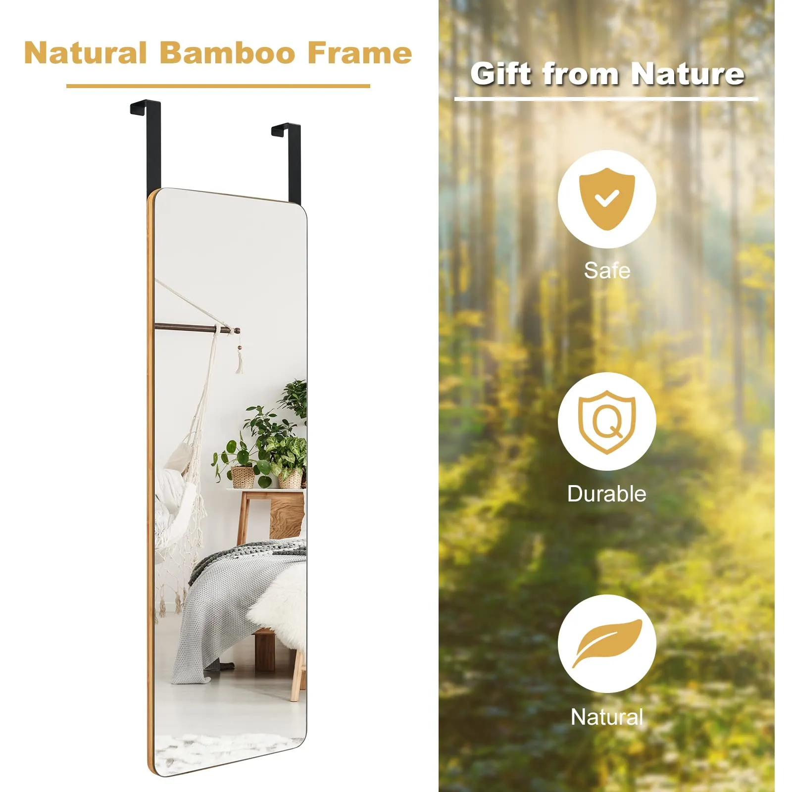Tangkula Over The Door Mirror