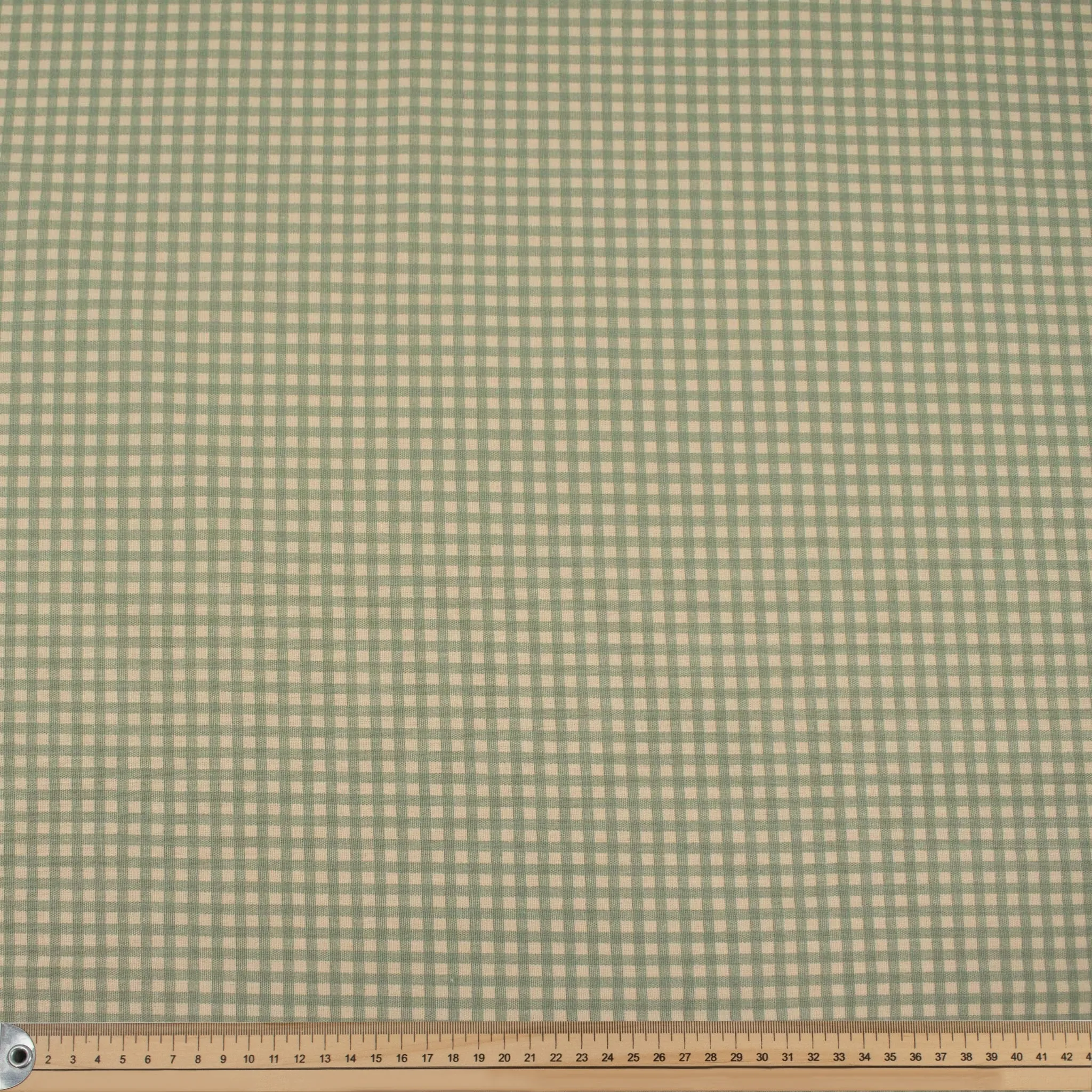 Tea Green Small Gingham Check Cotton Canvas Print