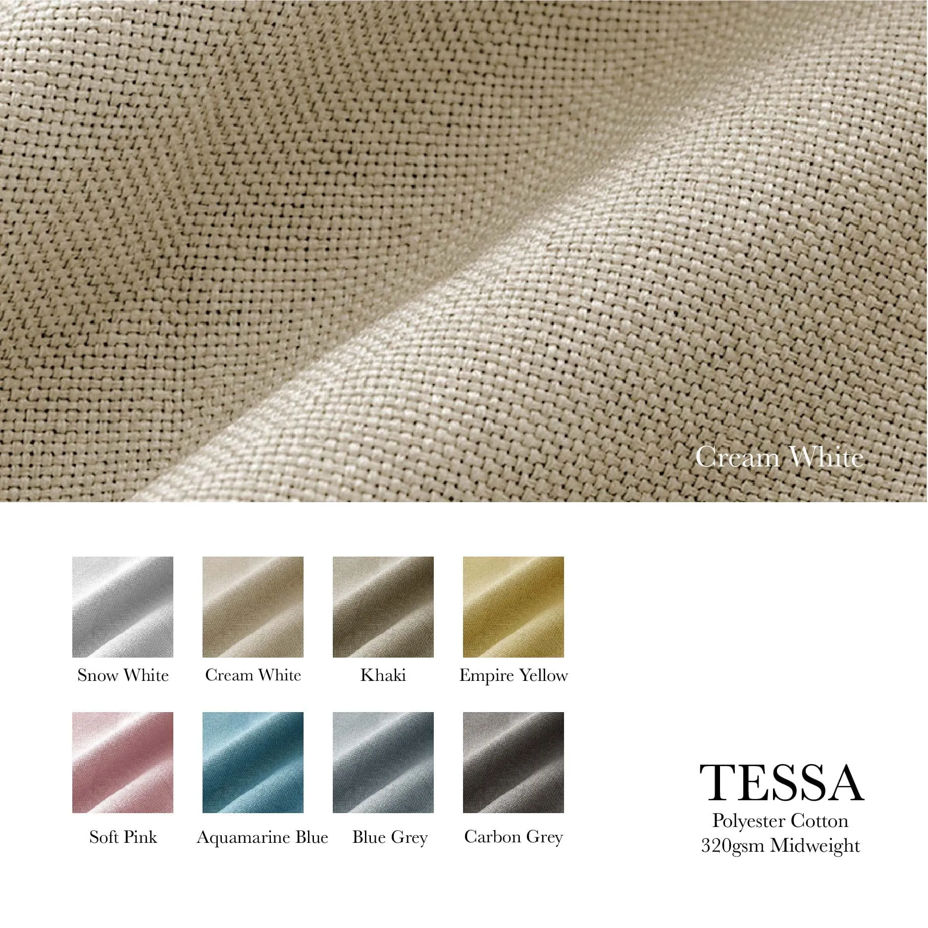 Tessa Cotton Curtain Pleated | Cream White