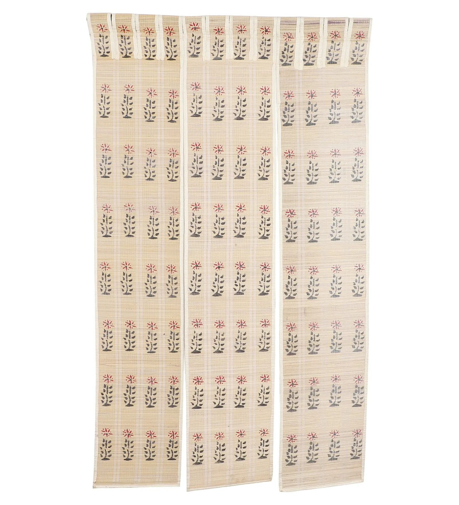 Three Panel Bamboo Curtain - Beige (7 Feet)