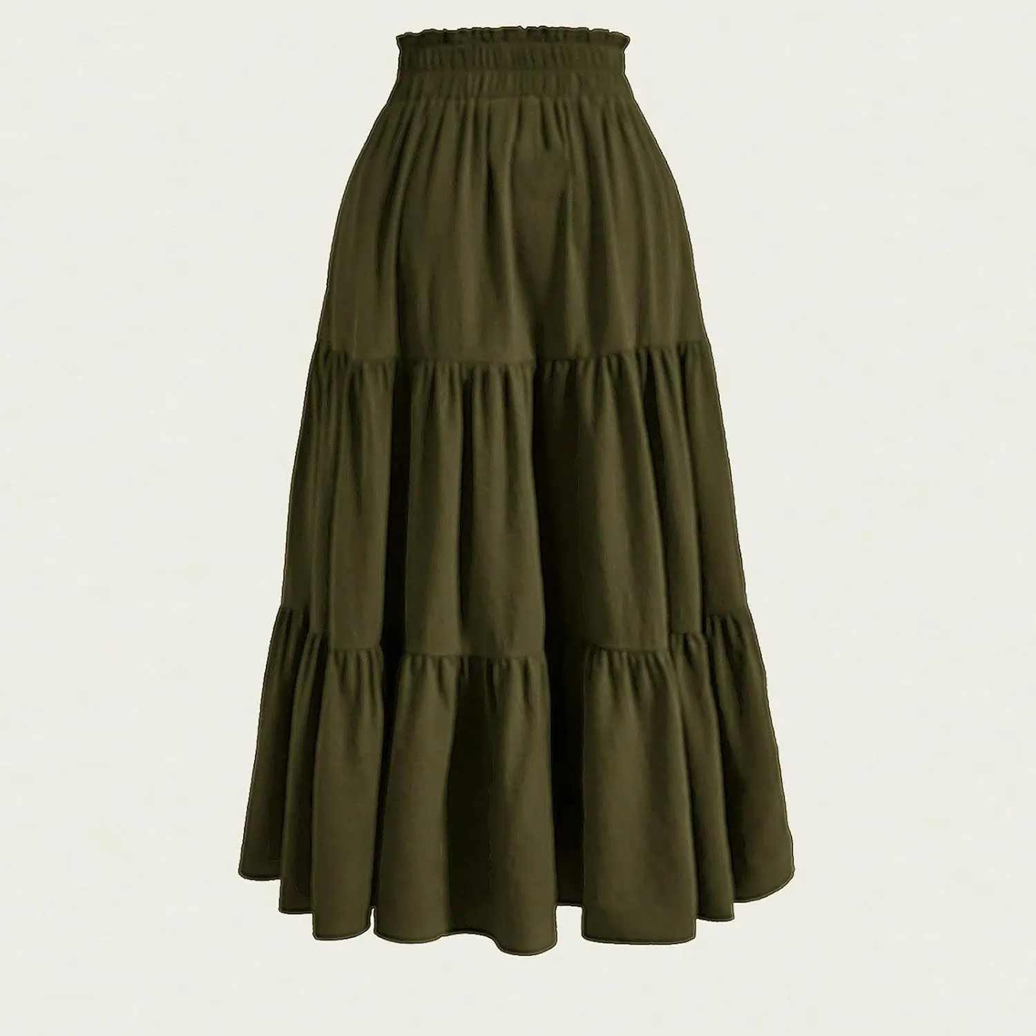 Tiered Maxi Skirts for Women Comfy Long Skorts Elastic High Waisted Ruffle Hem Flowy Swing Summer Cover Ups