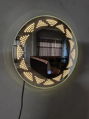 TINITALO Bathroom LED Mirror Home Mirror Wall Mirror with Touch Sensor, 3 Light Effects, Glass, Round LED-18 (24 x 24 Inch)
