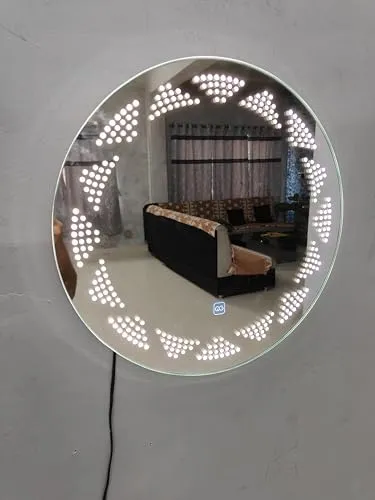 TINITALO Bathroom LED Mirror Home Mirror Wall Mirror with Touch Sensor, 3 Light Effects, Glass, Round LED-18 (24 x 24 Inch)