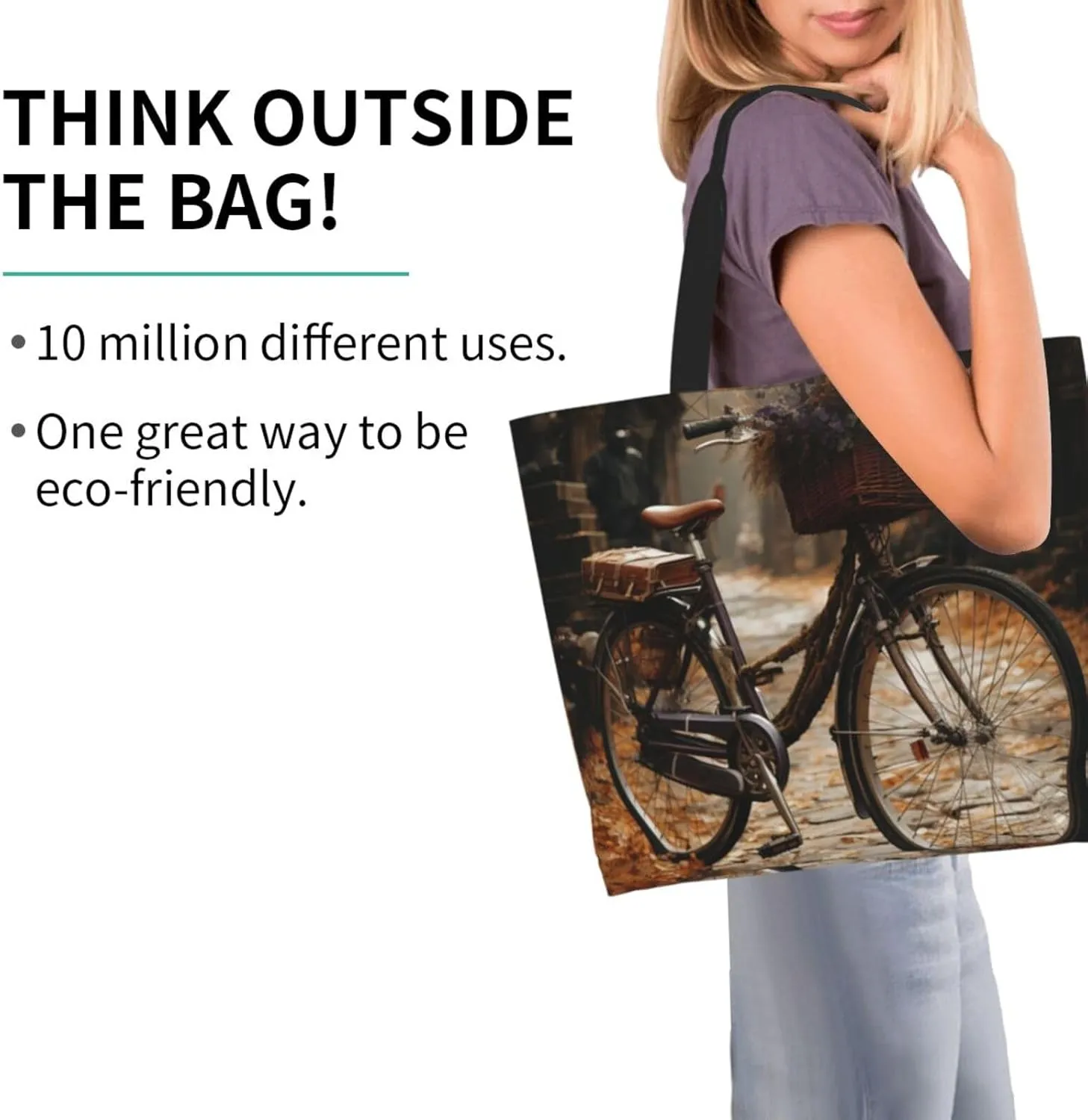 Tote Bag for Women Grocery Bag Reusable Shopping Bag Bird resting on branch Handbag Foldable Shoulder Bag