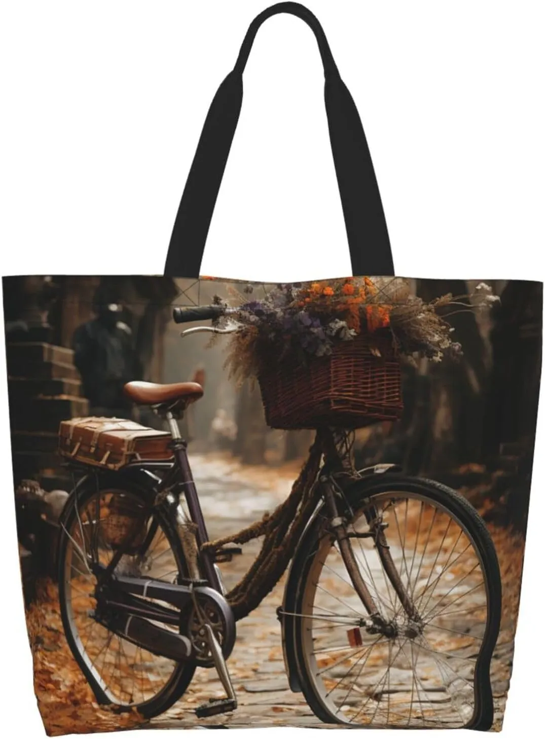 Tote Bag for Women Grocery Bag Reusable Shopping Bag Bird resting on branch Handbag Foldable Shoulder Bag