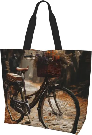 Tote Bag for Women Grocery Bag Reusable Shopping Bag Bird resting on branch Handbag Foldable Shoulder Bag