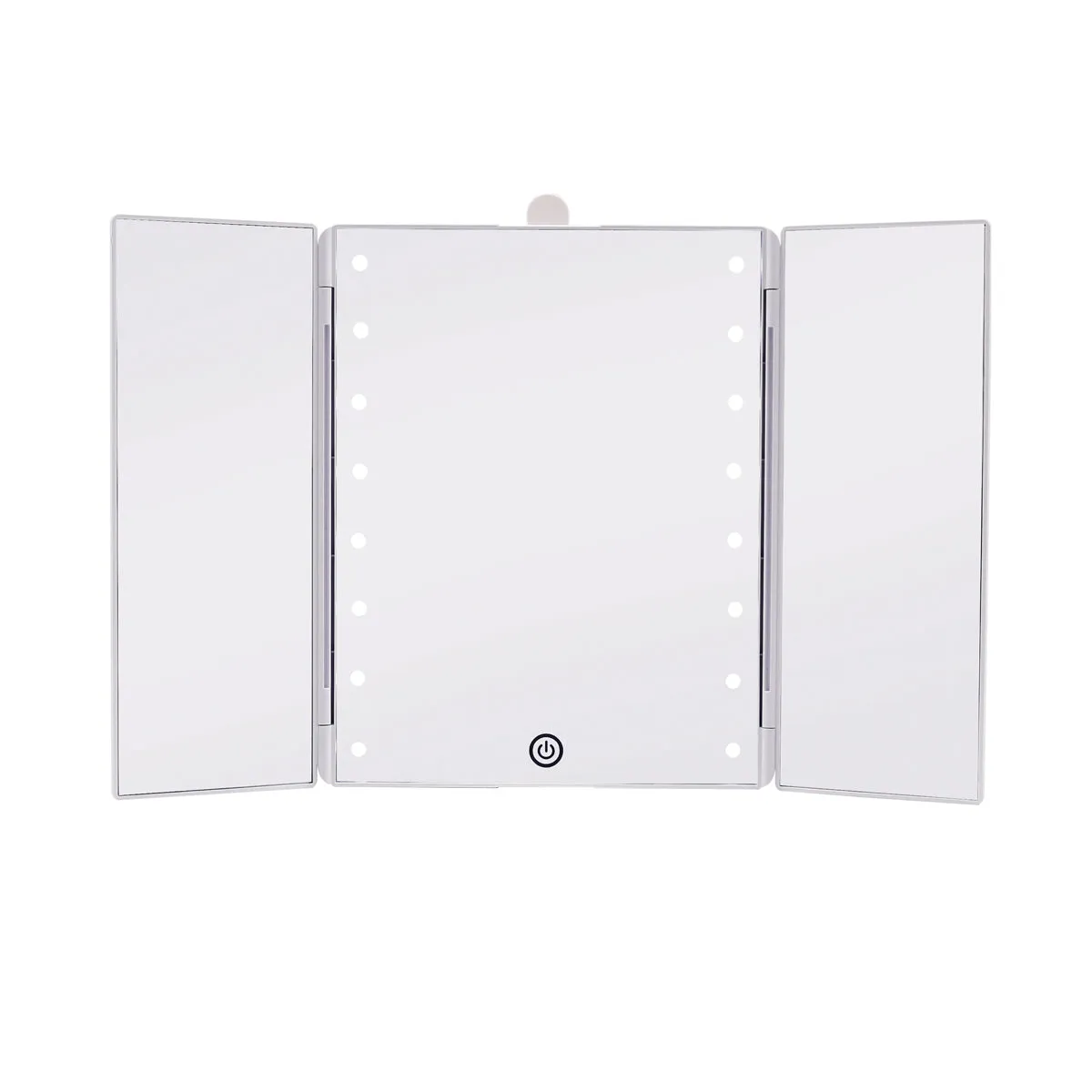 Touch Trifold LED Makeup Mirror with Vanity Organizer