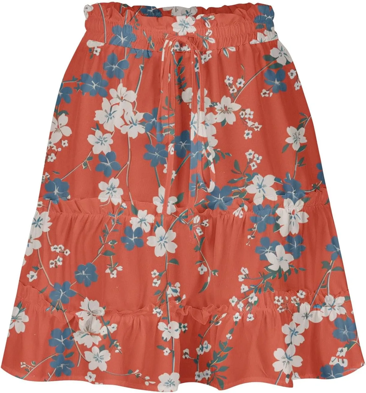 Trendy Irregular Hem Skirts for Women 2024 High Waist Tulle Loose Fit Long Skirt Pleated Printed Mesh Midi Skirts