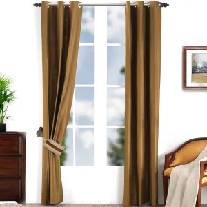 Tussah Silk Solid 2PC Gold Curtain Set