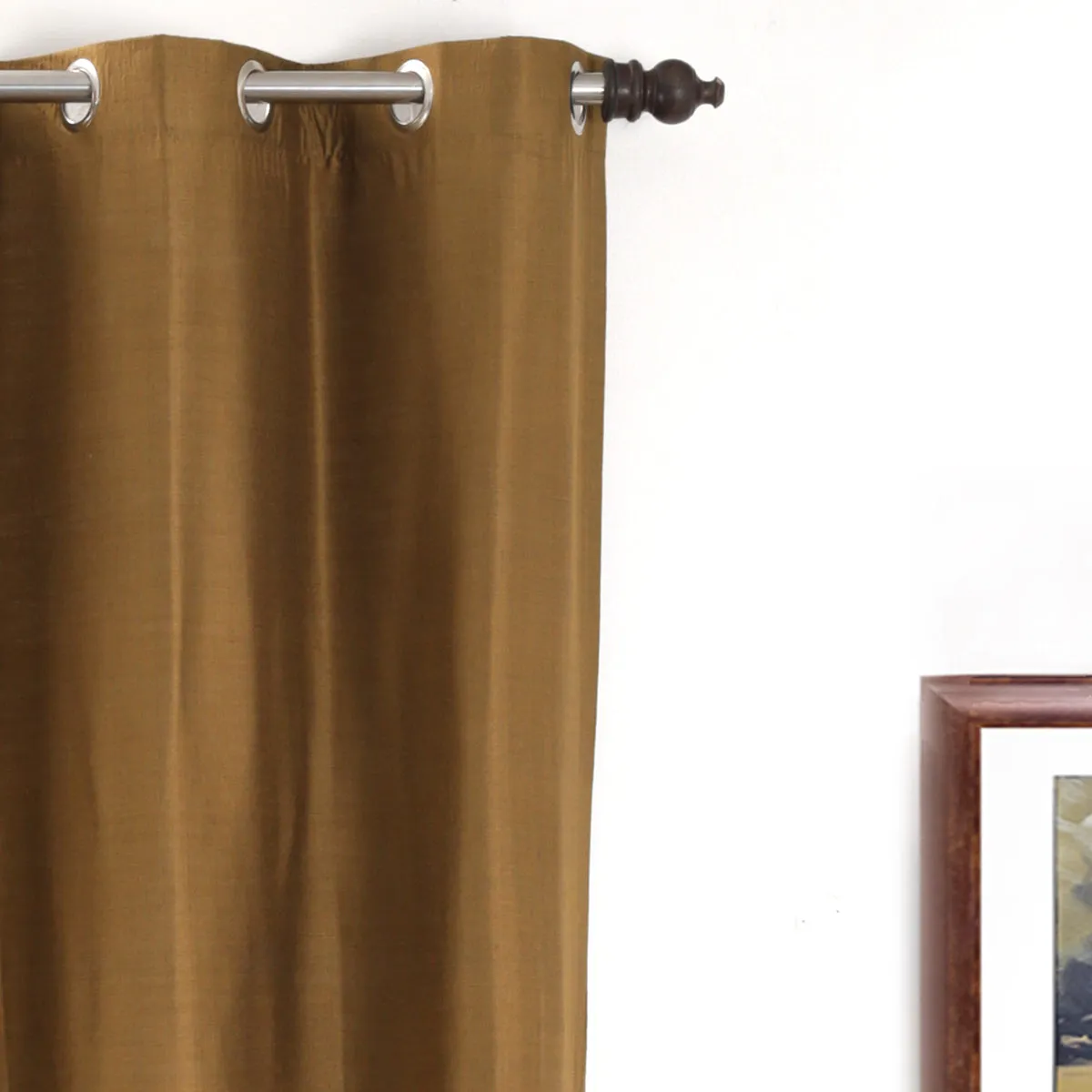 Tussah Silk Solid 2PC Gold Curtain Set
