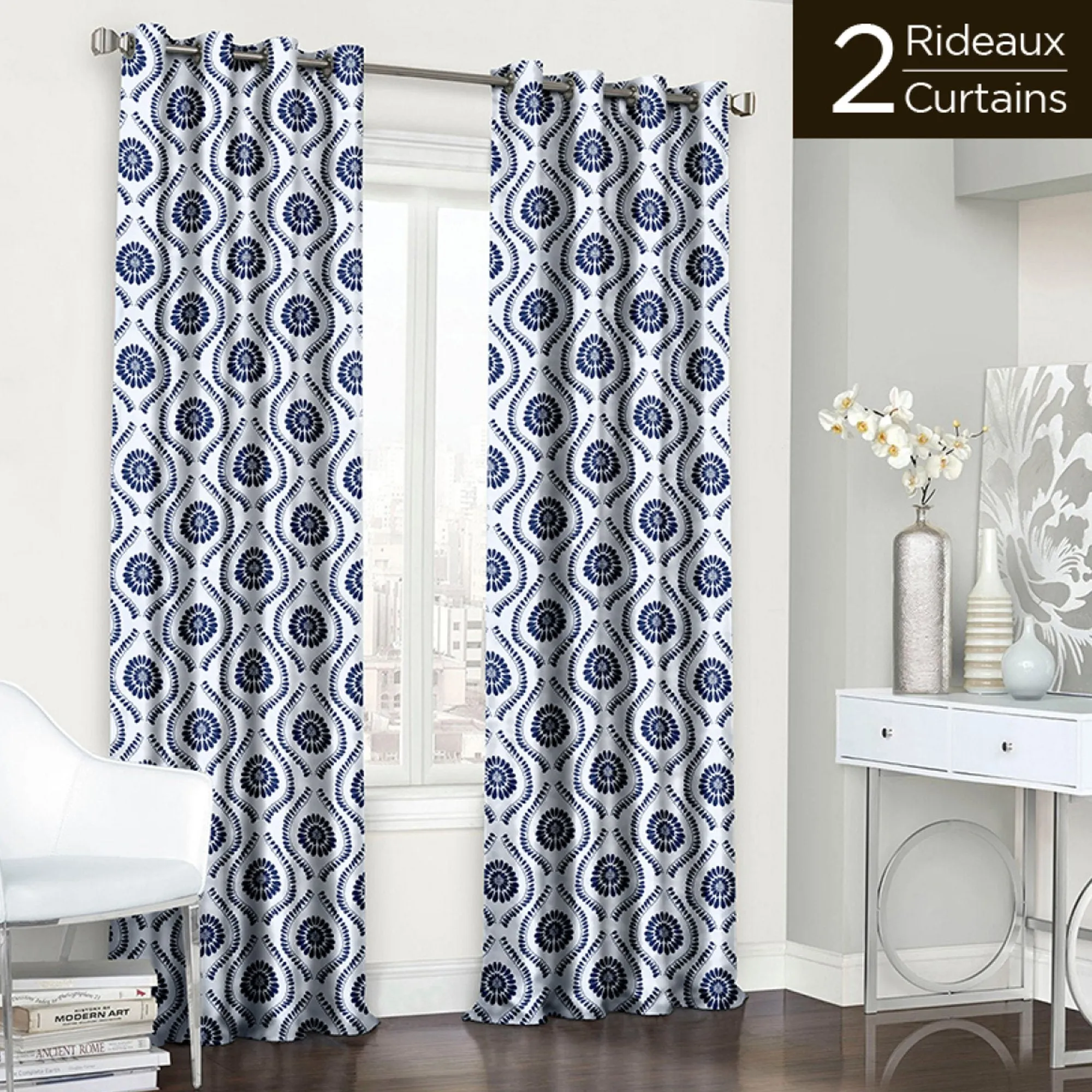 Valencia - Set of 2 Printed Blackout Grommet Top Panels - 54"x 84"