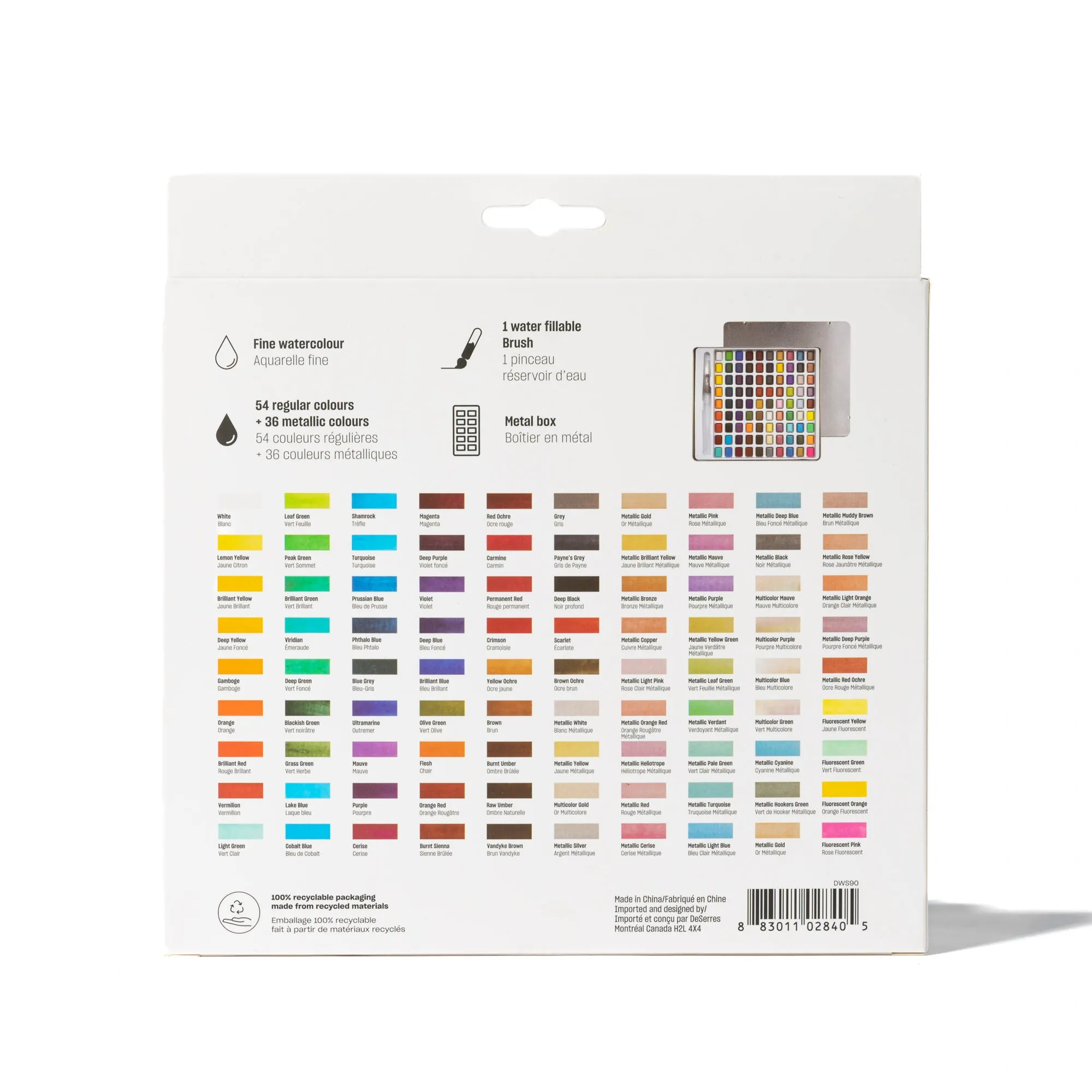 Watercolour Kit - 90 Half Pans