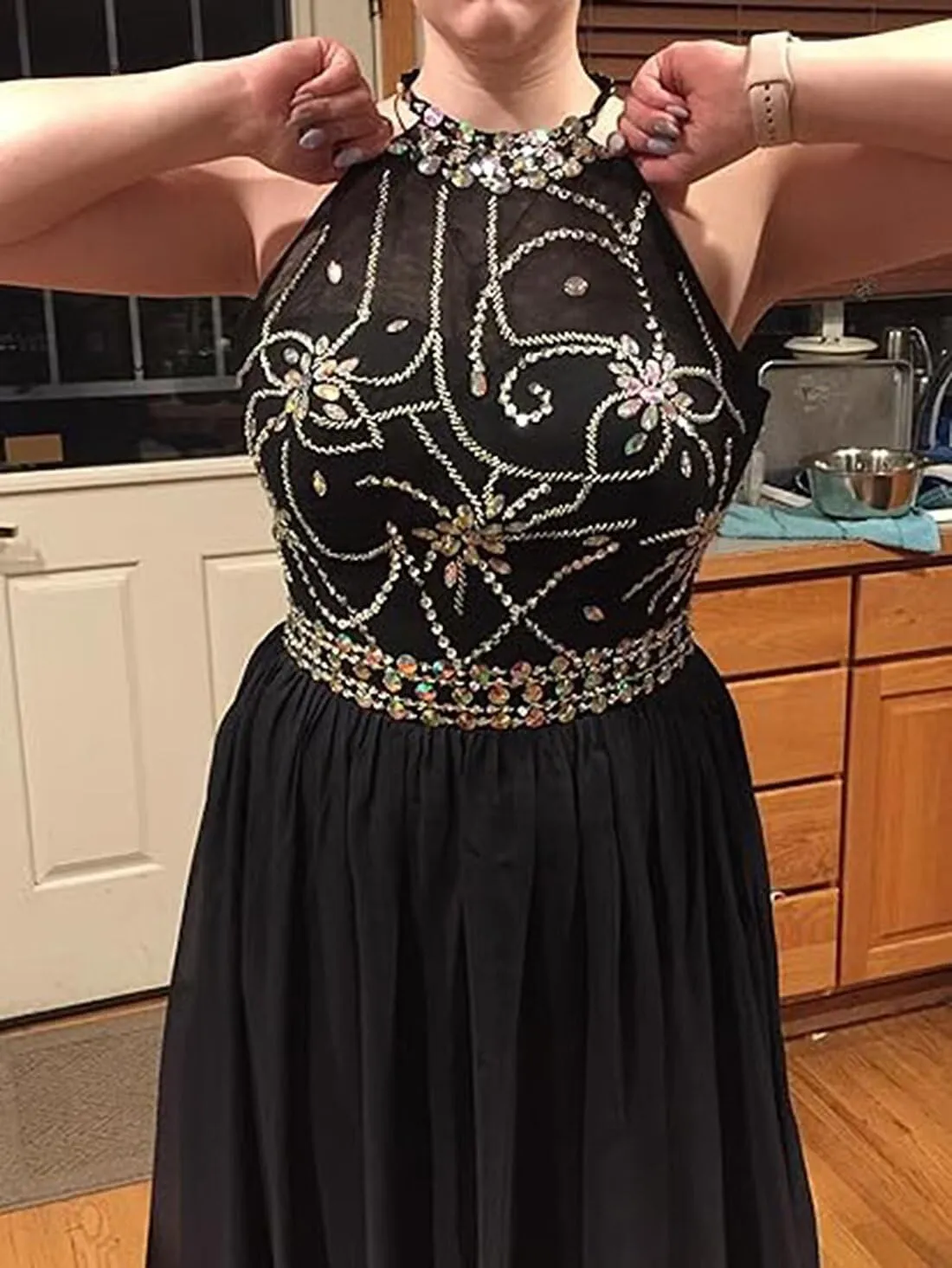 WDBFY Women's Ombre Long Prom Evening Dresses Sequins Beaded Formal Wedding Party Gowns