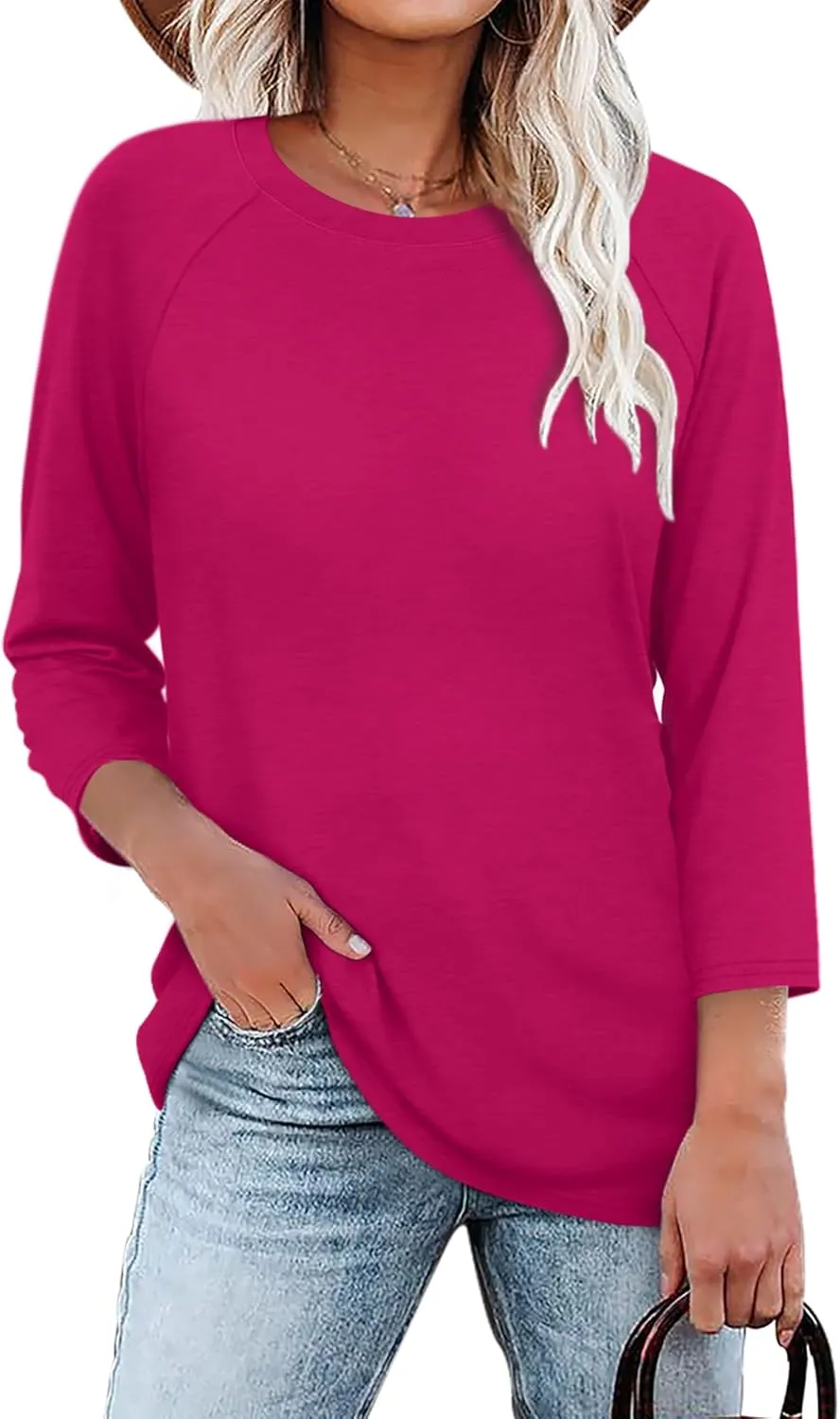 WIHOLL 3/4 Length Sleeve Womens Tops Summer Basic Business Casual Blouses 2025 Fashion