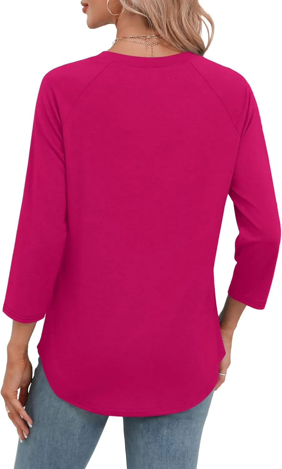 WIHOLL 3/4 Length Sleeve Womens Tops Summer Basic Business Casual Blouses 2025 Fashion