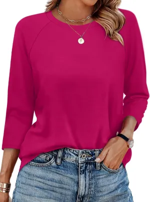 WIHOLL 3/4 Length Sleeve Womens Tops Summer Basic Business Casual Blouses 2025 Fashion