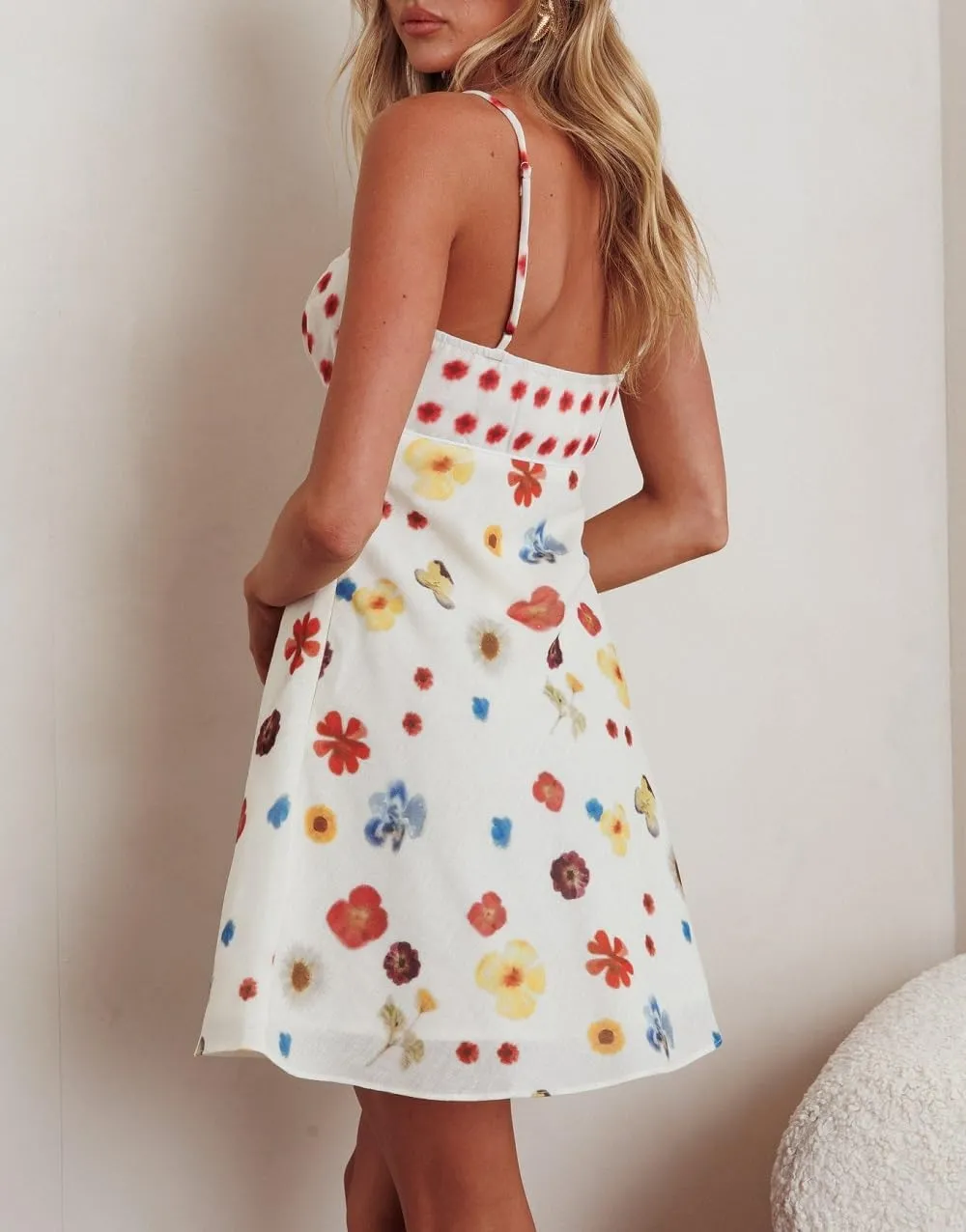 Women Boho Graphic Mini Dress Spaghetti Strap A Line Dress Graffiti Halter Dresses Colorful Summer Sundress