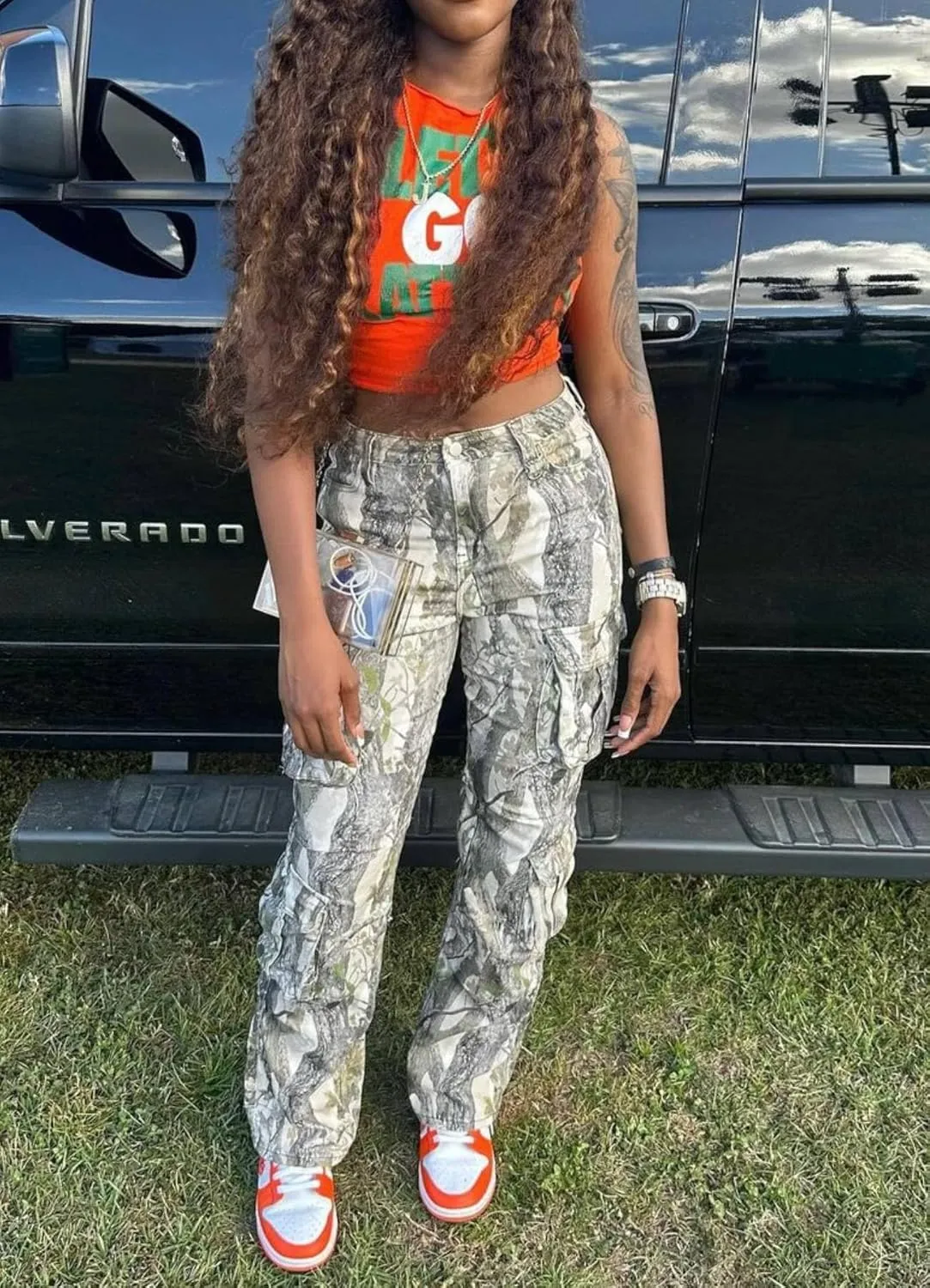 Women Camo Cargo Pants High Waist Baggy Wide Leg Camouflage Jean Trousers Army Fatigue Y2k Pocket Jogger Sweatpants