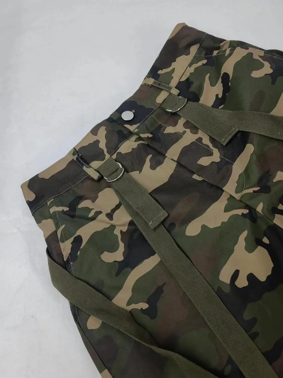 Women Camo Cargo Pants High Waist Baggy Wide Leg Camouflage Jean Trousers Army Fatigue Y2k Pocket Jogger Sweatpants