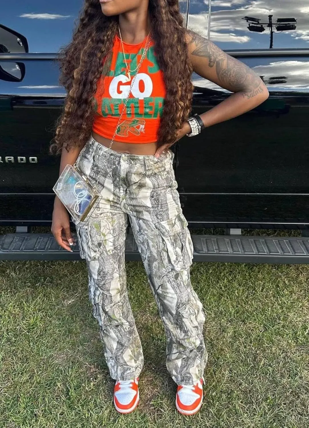 Women Camo Cargo Pants High Waist Baggy Wide Leg Camouflage Jean Trousers Army Fatigue Y2k Pocket Jogger Sweatpants