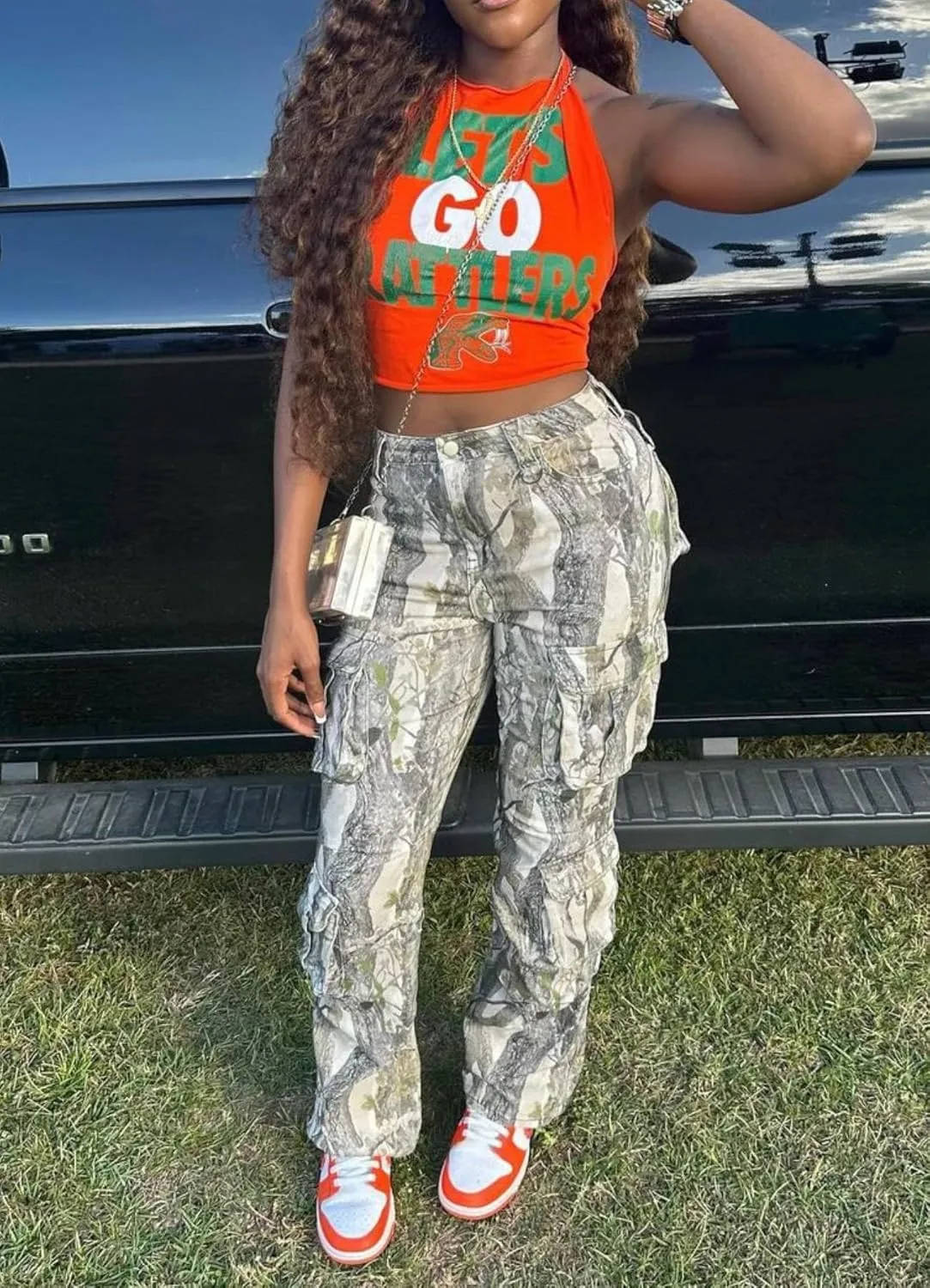 Women Camo Cargo Pants High Waist Baggy Wide Leg Camouflage Jean Trousers Army Fatigue Y2k Pocket Jogger Sweatpants