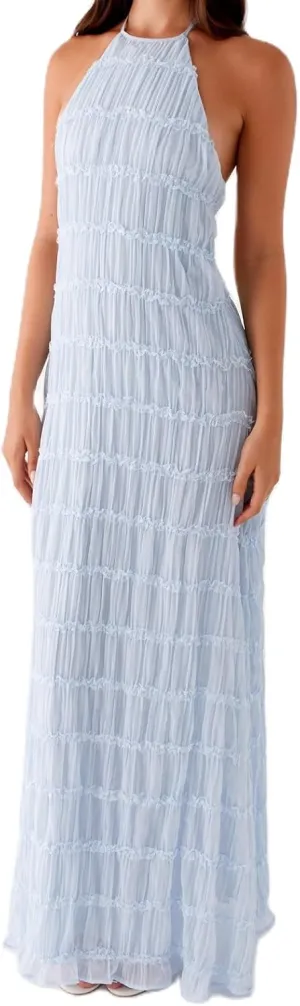 Women Summer Backless Beach Maxi Dress Spaghetti Strap Sleeveless Smocked Tulle Flowy Vacation Long Dress