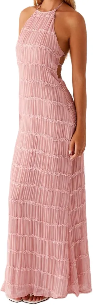Women Summer Backless Beach Maxi Dress Spaghetti Strap Sleeveless Smocked Tulle Flowy Vacation Long Dress