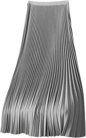 Womens Elastic Waist Flowy Pleated Maxi Skirt Swing Flowy Plus Size Skirts Comfy Elegant Dressy Causal A-Line Dress