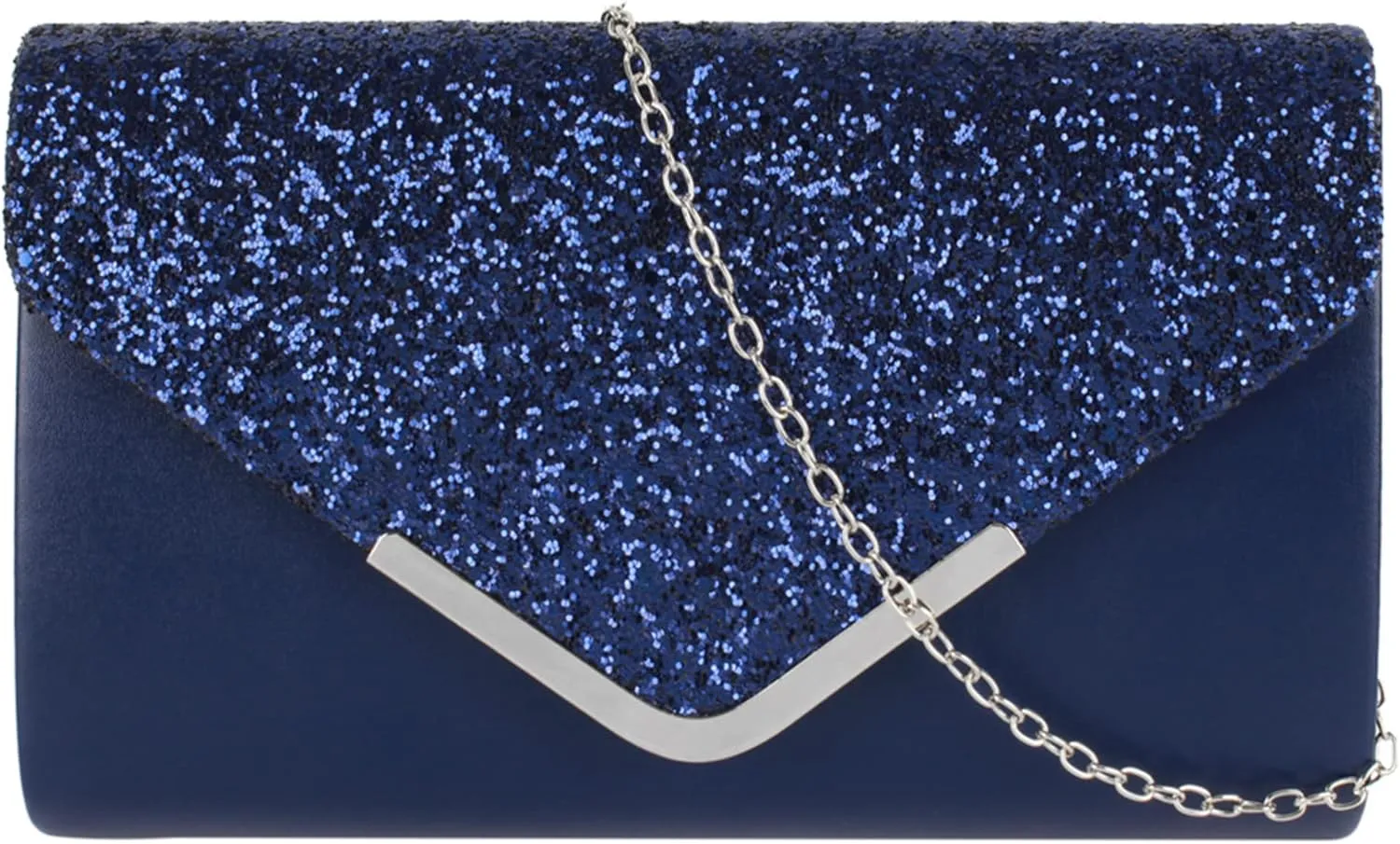Women's Evening Purse Sequins Flap Clutch Wedding Party Handbag Silver Chain Crossbody Shoulder Dinner