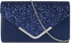 Women's Evening Purse Sequins Flap Clutch Wedding Party Handbag Silver Chain Crossbody Shoulder Dinner