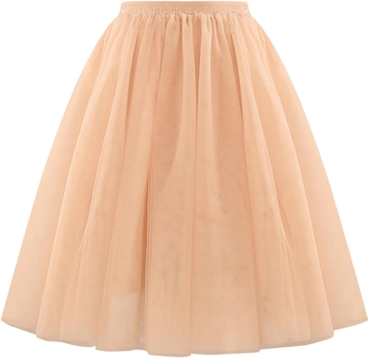 Womens High Waist Pleated Mesh Skirt Loose Soft Drape Mid Length Skirts Tulle Bubble Tutu Skirt 2025 Trendy Clothes