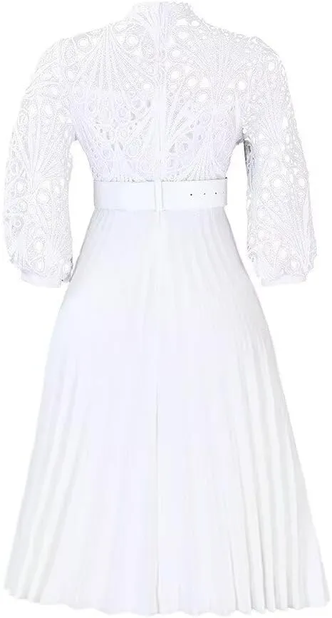 Womens Plus Size Dress V Neck Long Sleeve Midi Empire Waist Loose Fit Swing Dresses A-Line Flowy Casual Dress