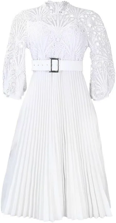 Womens Plus Size Dress V Neck Long Sleeve Midi Empire Waist Loose Fit Swing Dresses A-Line Flowy Casual Dress