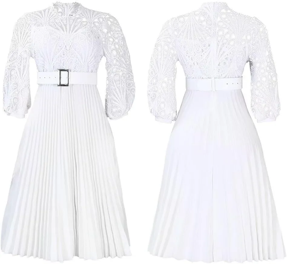Womens Plus Size Dress V Neck Long Sleeve Midi Empire Waist Loose Fit Swing Dresses A-Line Flowy Casual Dress