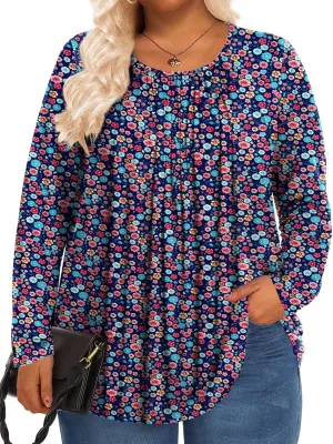 Womens Plus Size Tops Long Sleeve Shirts Fall Tunics Blouses Wear with Leggings