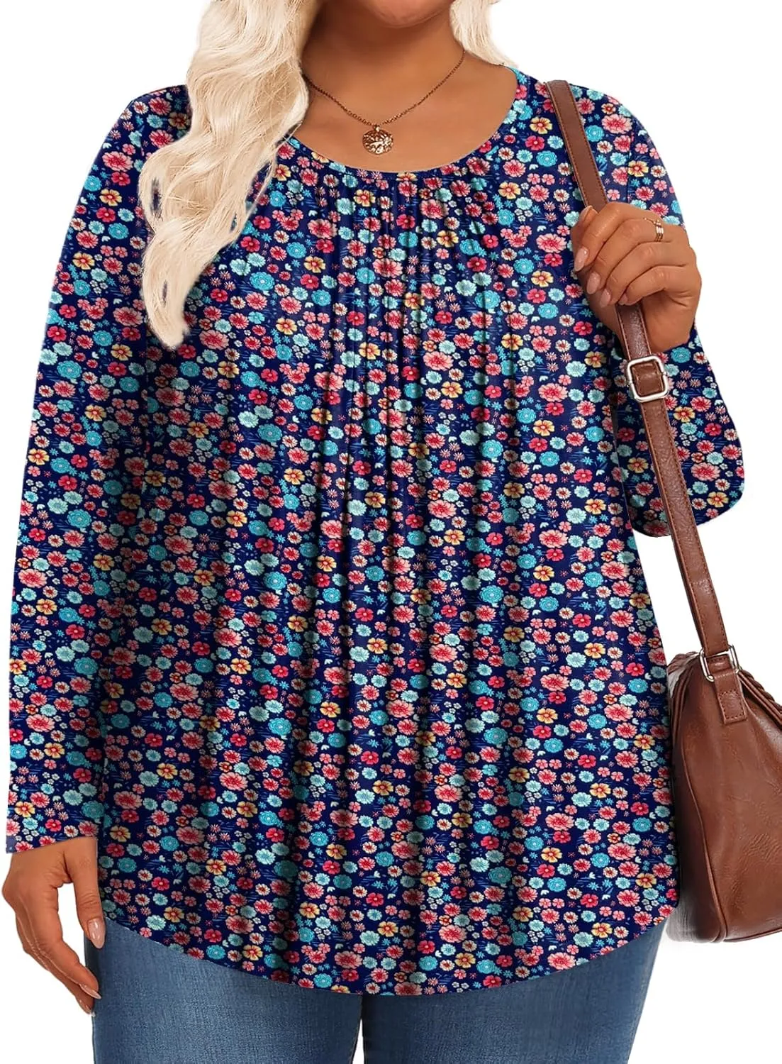 Womens Plus Size Tops Long Sleeve Shirts Fall Tunics Blouses Wear with Leggings