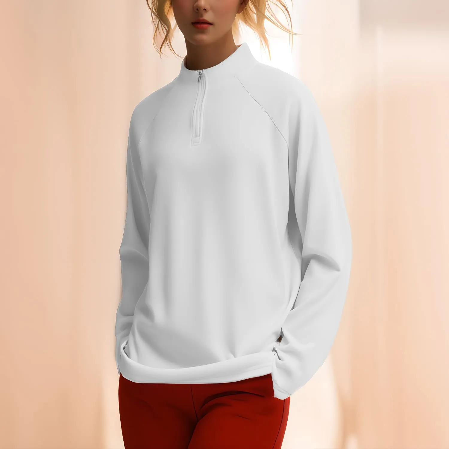 Women's Shirts Long Sleeve 1/4 Zip Quick Dry Workout Hiking Athletic Shirts Athletic Running Yog Zip Up Jackets