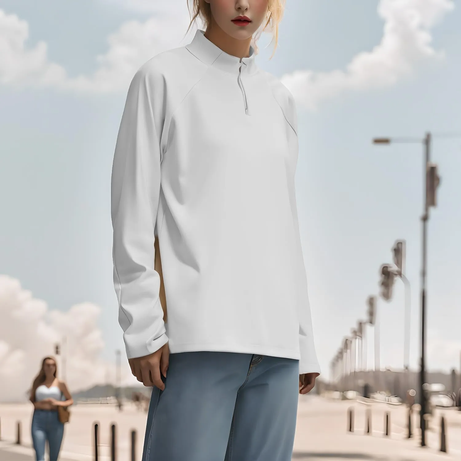 Women's Shirts Long Sleeve 1/4 Zip Quick Dry Workout Hiking Athletic Shirts Athletic Running Yog Zip Up Jackets