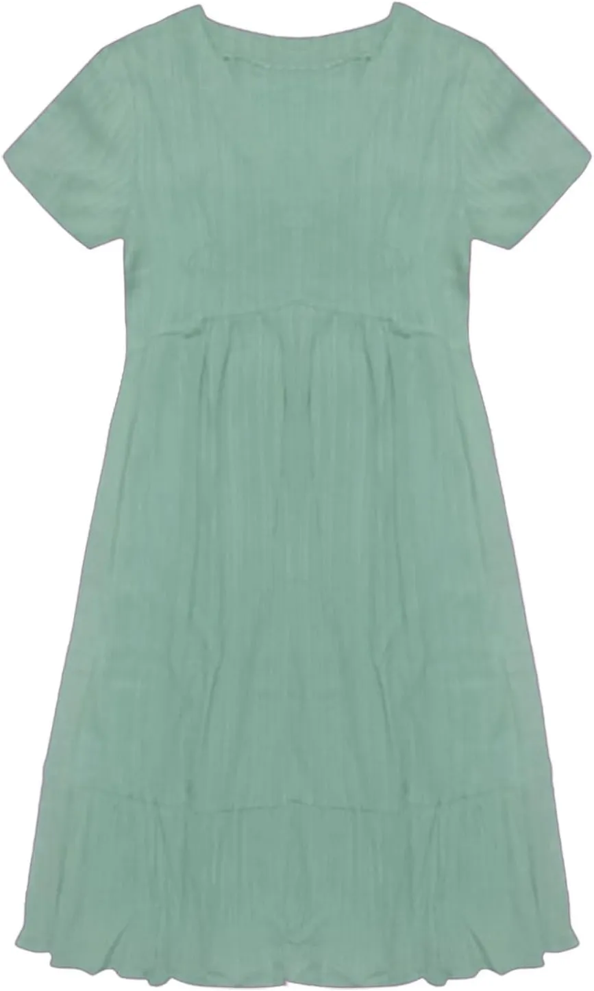 Womens Summer Dresses 2025 Spring Maxi Dresses Vacation Casual Tshirt Eyelet Linen Modest