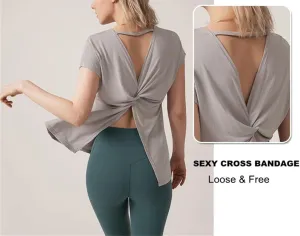 Women's Summer Yoga Shirts Short Sleeve Loose Sport T-Shirts Running Fitness Lightweight Quick Dry Tops