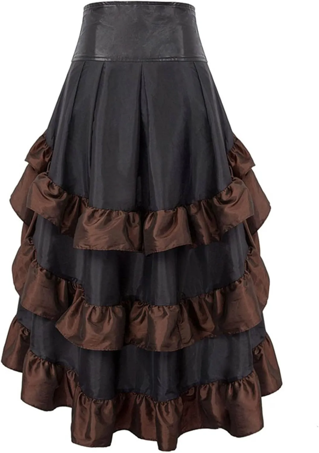 Women's Victorian Skirts High Waisted Pleated Hem Maxi Long Skirts Steampunk Vintage Gothic Renaissance Mini Skirts