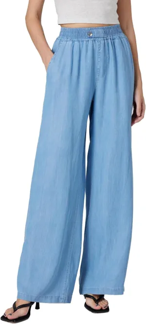 Womens Wide Leg Pull-On Jeans with Elastic High-Rise Waist (29/31")