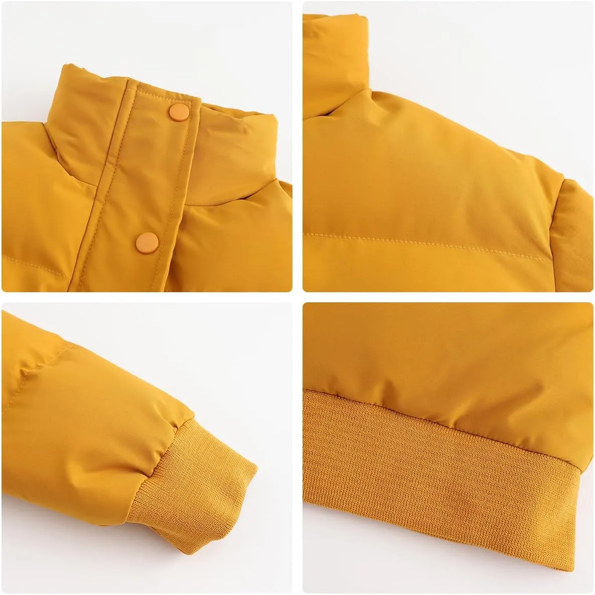 Women's Winter Puffer Jacket, High Neck, Short Length, Long Sleeve, Casual Fit, Cotton Padded Coat