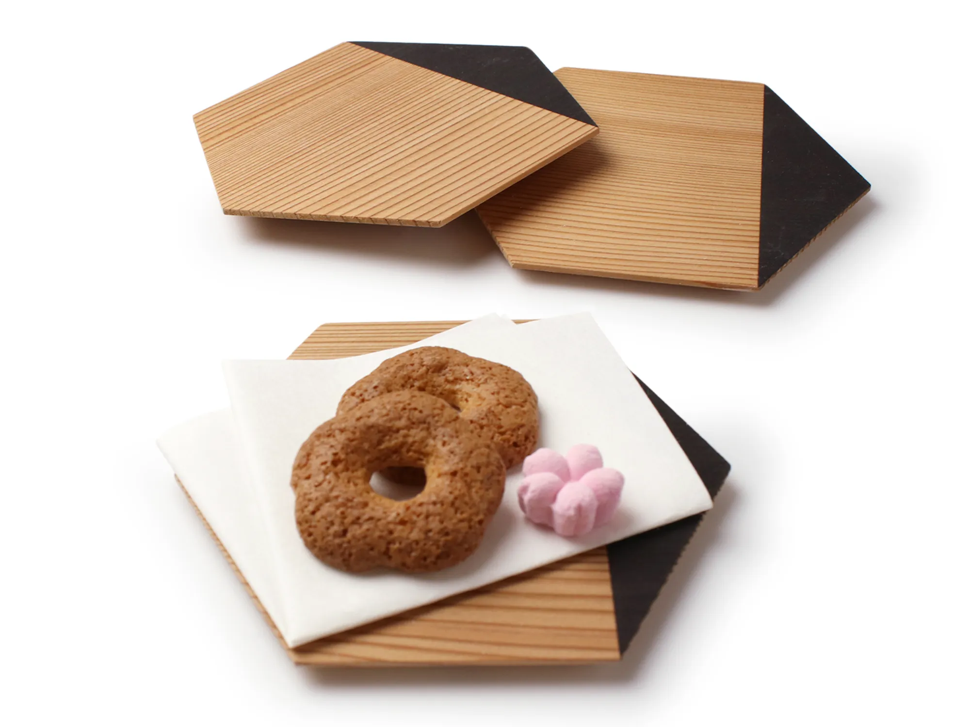 Woodcraft Cedar Hexagon Plate set of 3 Black