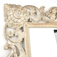 WoodIdea Wood Wooden Wall Mirror Frame Wall Mounted for Bedroom Home Decor Living Room Wall Hanging Wooden Hand Carved Decorative Wall Mirror Frame White Anticque (30"x72")(Only Frame Without Mirror