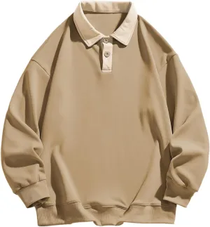 ZAFUL Men's Long Sleeve Polo Shirts Color Spliced Polo Collar Sweatshirt Casual Golf Patchwork Shirts Tops