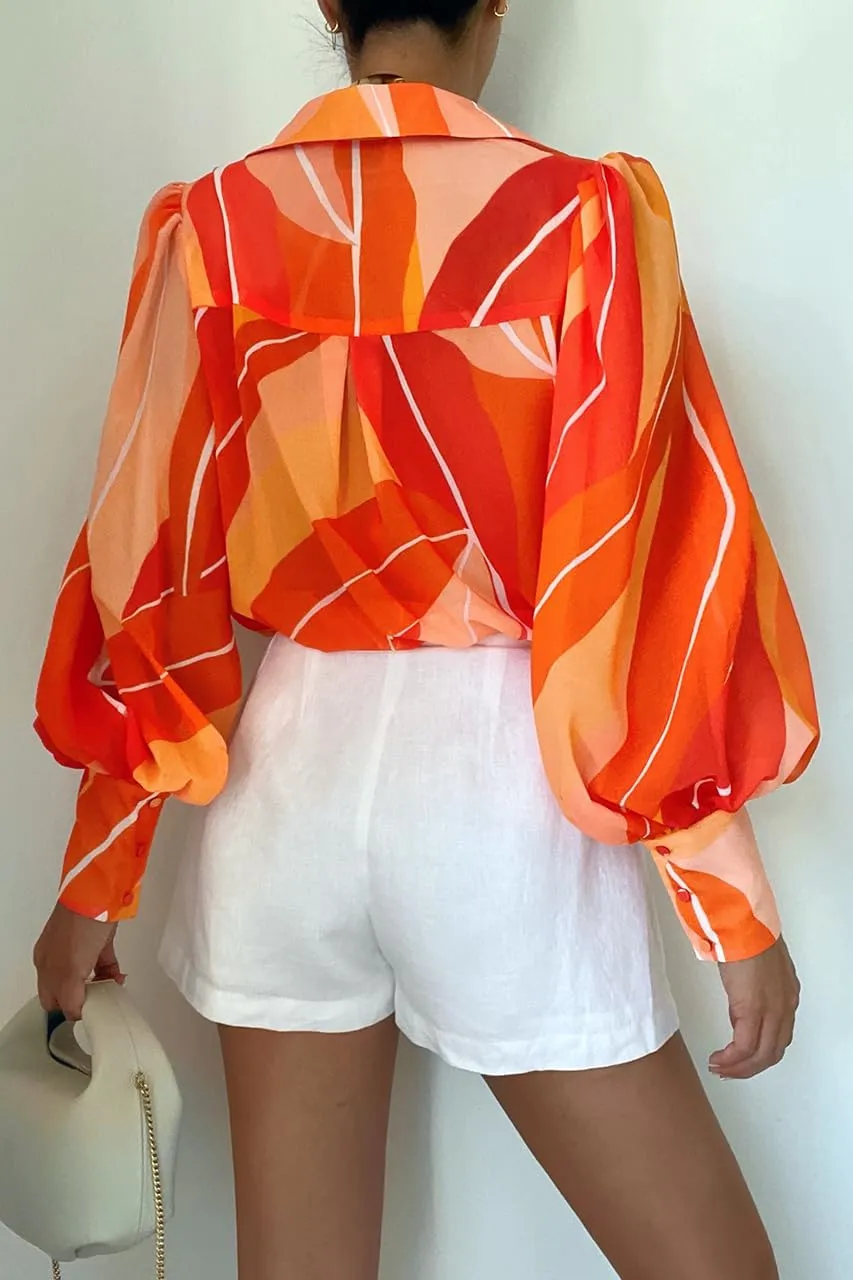 Zeagoo Womens Shirts Button Down Printed Lantern Long Sleeve Blouse Fashion Casual Tops 2025